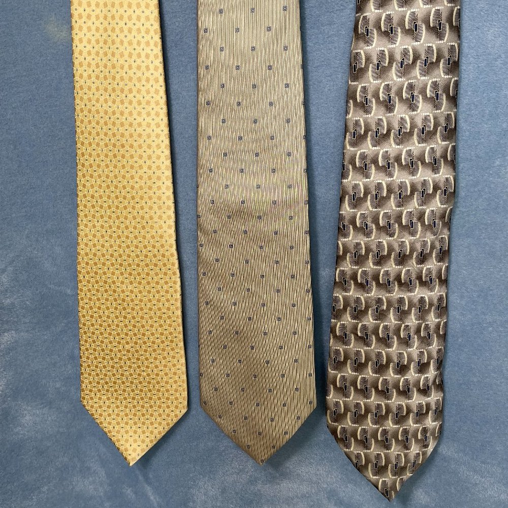 Bundle of 3 100% Silk Used Neckties. Made in the USA.